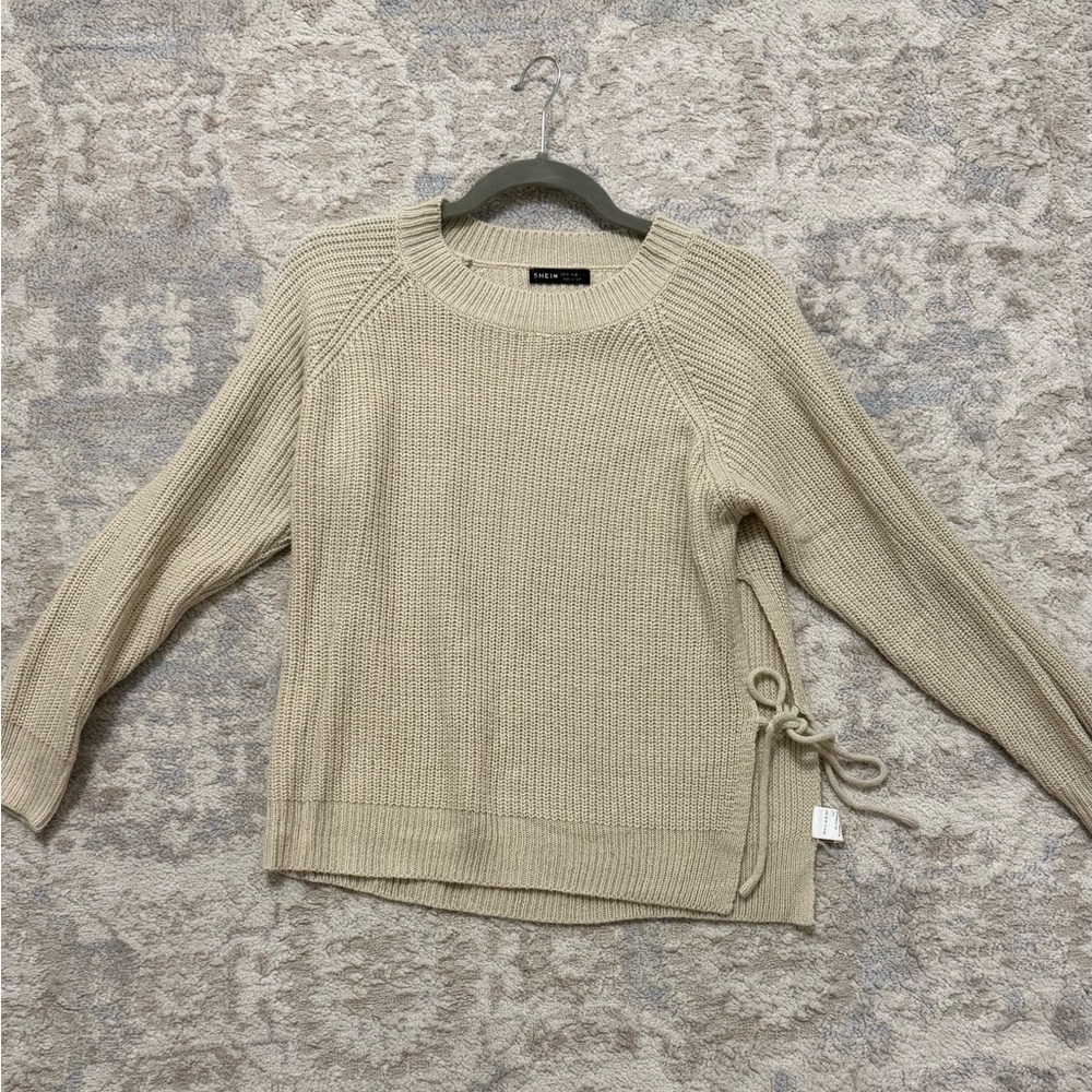 Shein Women's Beige Sweater with Side Knot